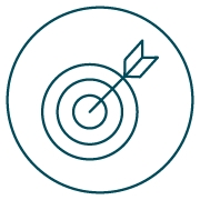 Symbolgrafik Zielerreichung petrol