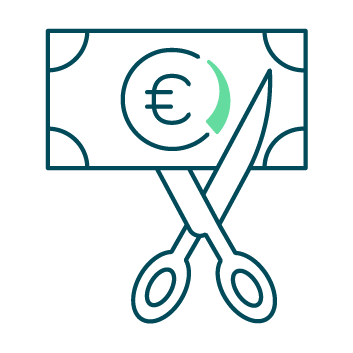 Symbolgrafik Kürzungsrechte petrol